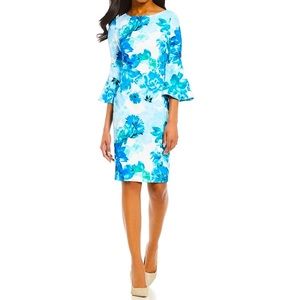 Calvin Klein floral print bell-sleeve sheath dress - NWT